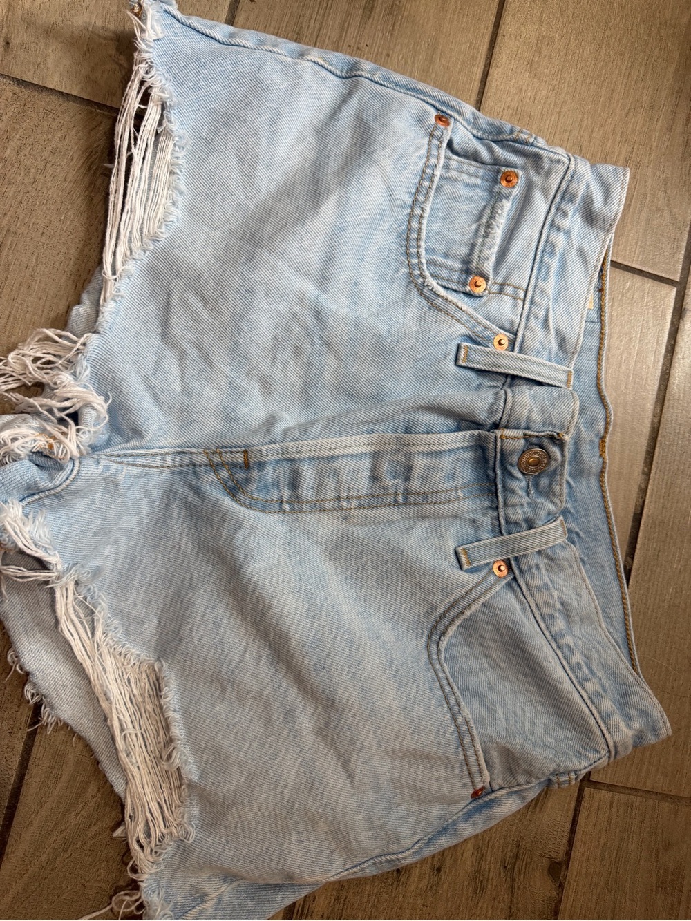 Signature by Levi Strauss Light Wash Frayed Denim Shorts